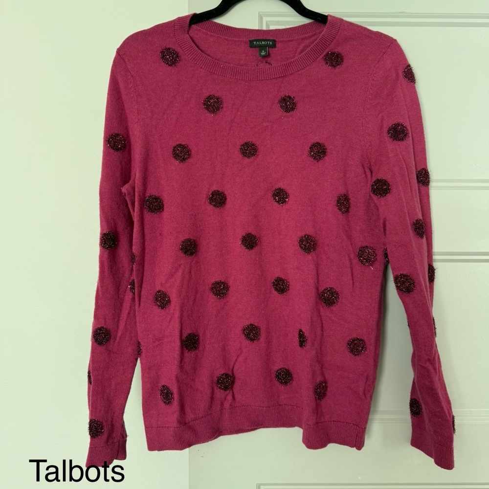Talbots Fuchsia Sweater with Glitter Dots